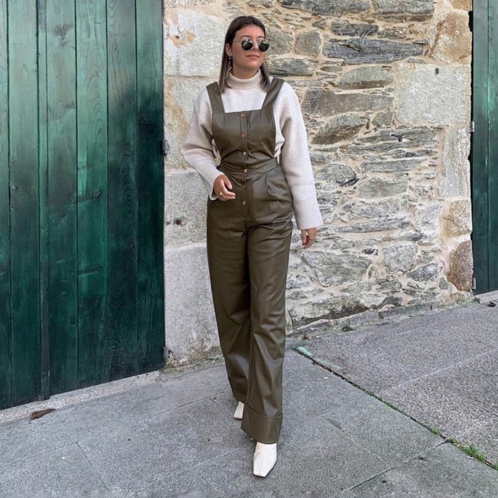 Zara FAUX LEATHER JUMPSUIT